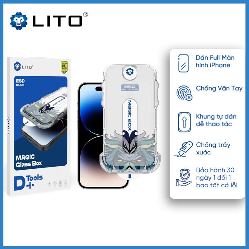 Cường Lực LITO D+ ESD Trong Suốt Kèm Khung Trợ Dán Cho iPhone